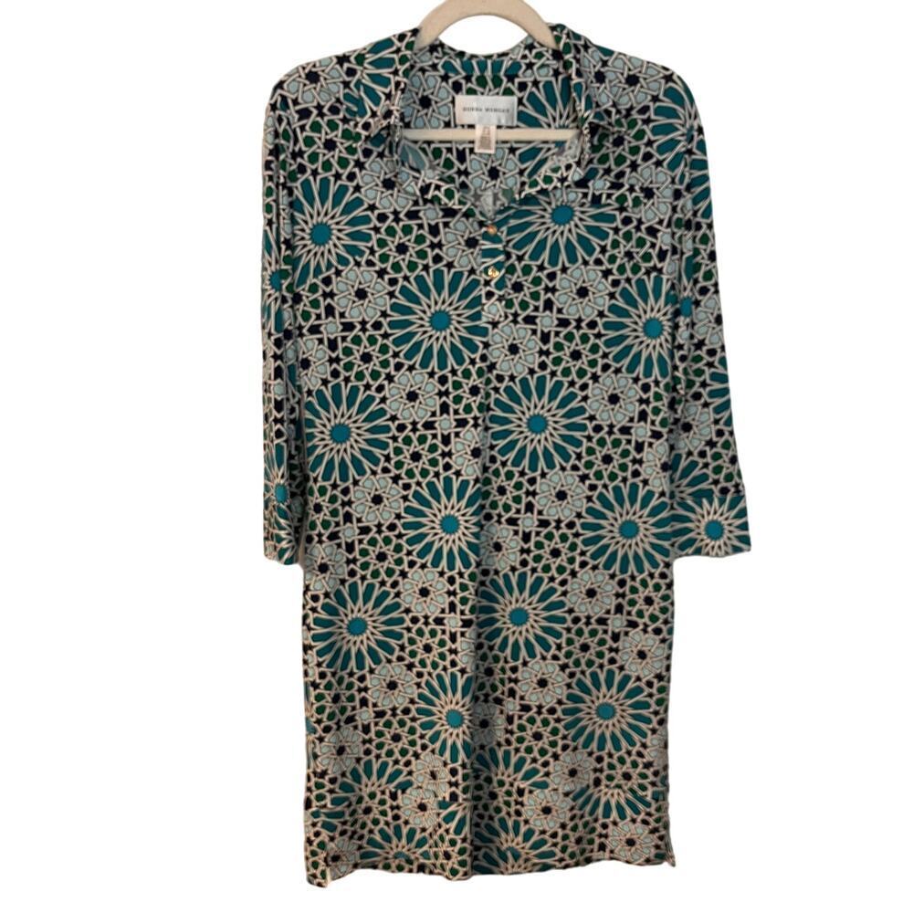 Donna Morgan Floral Printed Long Sleeves Shirt Dress Size 8